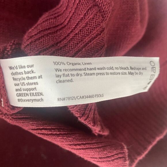 NWT Eileen Fisher 100% Linen Pullover Knit Sweater Women’s M Burgundy Lagenlook - Picture 10 of 10